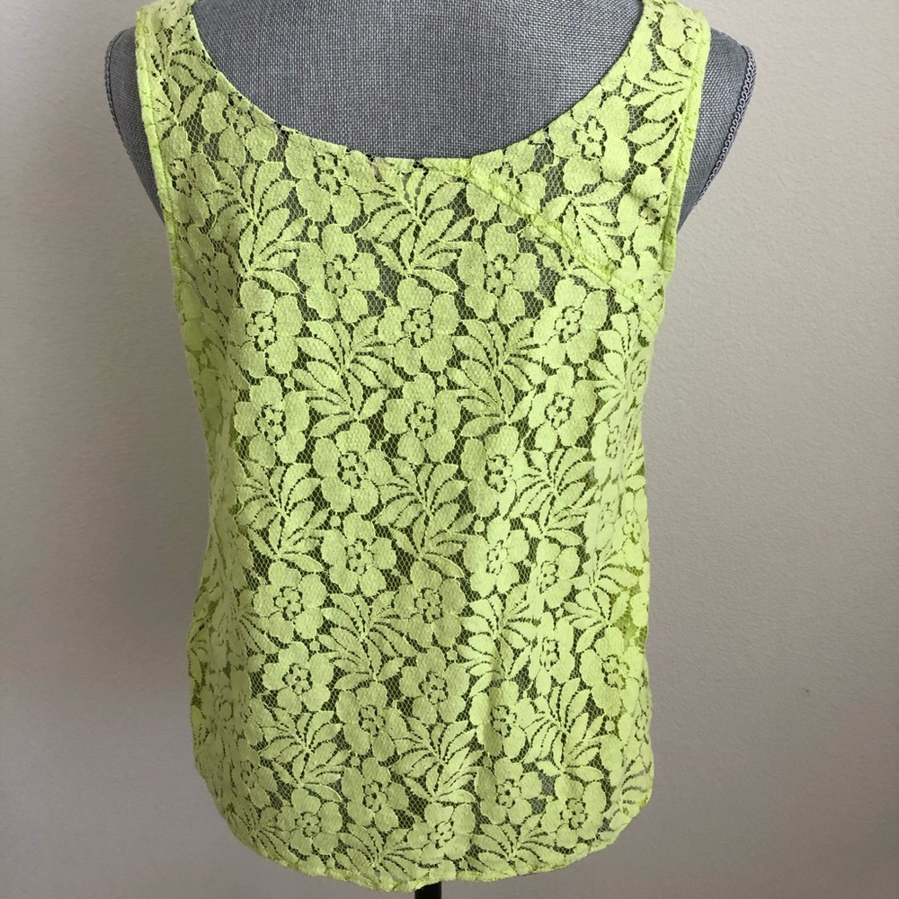 Volcom Chartreuse Lace Tank Top - Picture 2 of 3